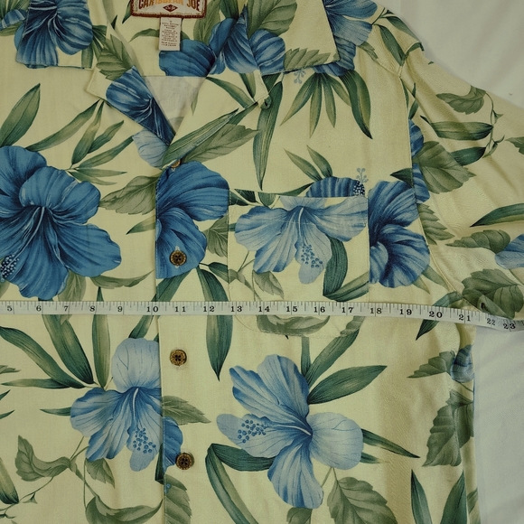 Carribbean Joe tropical shirt green floral button front size small - Picture 7 of 7